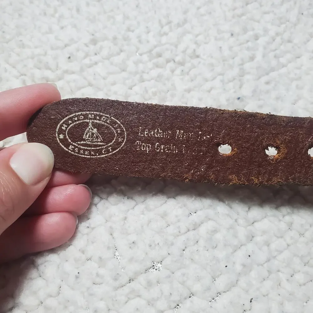 Leather Man Ltd. Fabric Shark Print Belt - Handmade in Essex, CT Preppy Coastal